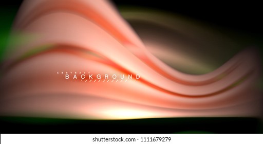 Neon glowing wave, magic energy and light motion background. Vector illustration