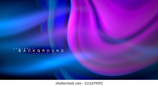 Neon glowing wave, magic energy and light motion background. Vector illustration