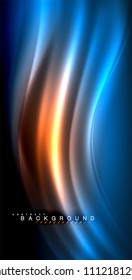 Neon glowing wave, magic energy and light motion background. Vector illustration