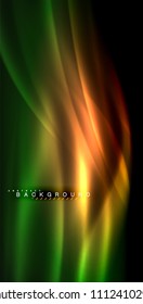 Neon glowing wave, magic energy and light motion background. Vector illustration