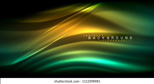 Neon glowing wave  magic energy   light motion background  Vector illustration