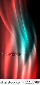 Neon glowing wave, magic energy and light motion background. Vector illustration