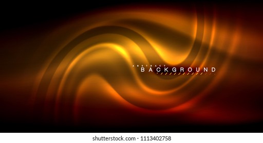 Neon glowing wave, magic energy and light motion background. Vector illustration