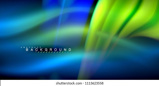 Neon glowing wave, magic energy and light motion background. Vector illustration