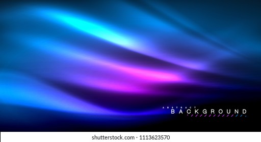Neon glowing wave, magic energy and light motion background. Vector illustration