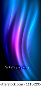 Neon glowing wave, magic energy and light motion background. Vector illustration