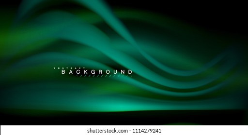 Neon glowing wave, magic energy and light motion background. Vector illustration