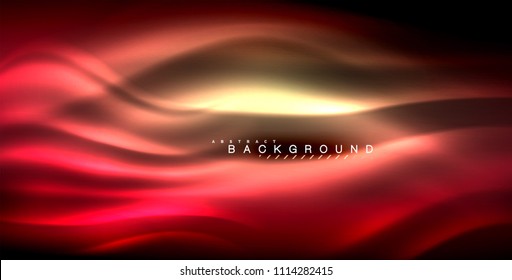 Neon glowing wave, magic energy and light motion background. Vector illustration