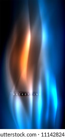 Neon glowing wave, magic energy and light motion background. Vector illustration