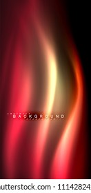 Neon glowing wave, magic energy and light motion background. Vector illustration