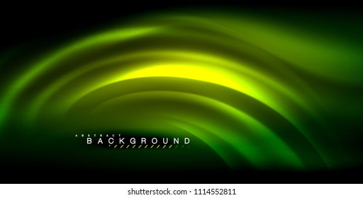 Neon glowing wave, magic energy and light motion background. Vector illustration