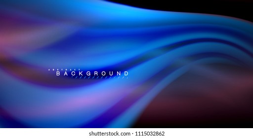 Neon glowing wave, magic energy and light motion background. Vector illustration