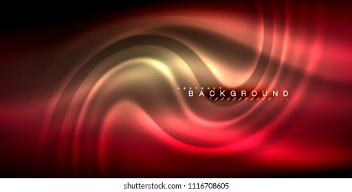 Neon glowing wave, magic energy and light motion background. Vector illustration