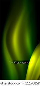 Neon glowing wave, magic energy and light motion background. Vector illustration