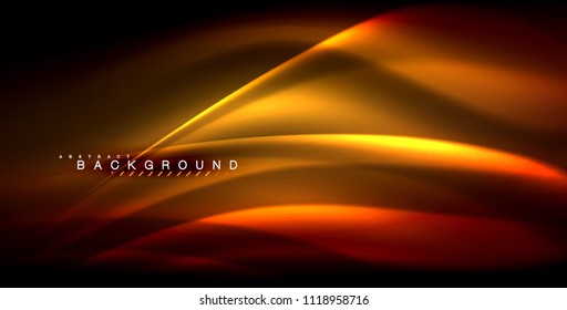 Neon glowing wave, magic energy and light motion background. Vector illustration