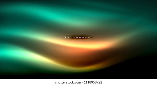 Neonleuchtende Welle, magische Energie und heller Hintergrund. Vektorgrafik