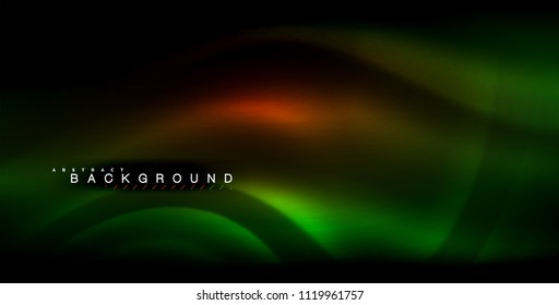 Neon glowing wave, magic energy and light motion background. Vector illustration