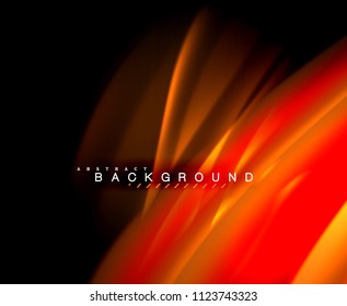 Neon glowing wave, magic energy and light motion background. Vector wallpaper template, illustration