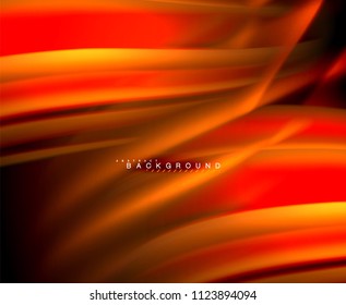 Neon glowing wave, magic energy and light motion background. Vector wallpaper template, illustration