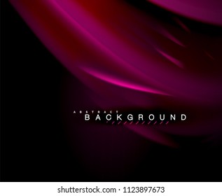 Neon glowing wave, magic energy and light motion background. Vector wallpaper template, illustration