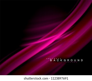 Neon glowing wave, magic energy and light motion background. Vector wallpaper template, illustration