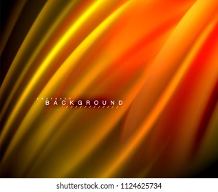 Onda brillante neón, energía mágica y fondo de movimiento de luz. Plantilla de papel tapiz vectorial, ilustración