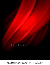 Neon glowing wave, magic energy and light motion background. Vector wallpaper template, illustration