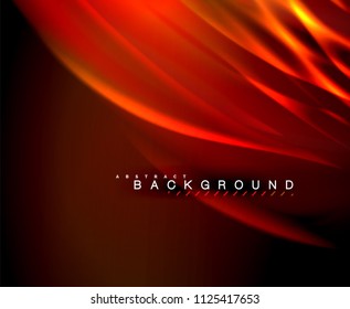 Neon glowing wave, magic energy and light motion background. Vector wallpaper template, illustration