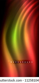 Neon glowing wave, magic energy and light motion background. Vector illustration