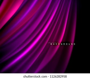Neonleuchtende Welle, magische Energie und heller Hintergrund. Vektorhintergrund-Vorlage, Illustration