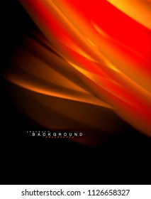 Neon glowing wave, magic energy and light motion background. Vector wallpaper template, illustration
