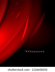 Neon glowing wave, magic energy and light motion background. Vector wallpaper template, illustration
