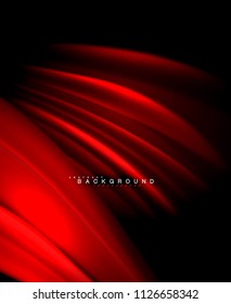 Neon glowing wave, magic energy and light motion background. Vector wallpaper template, illustration