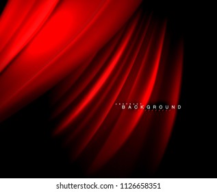Neon glowing wave, magic energy and light motion background. Vector wallpaper template, illustration