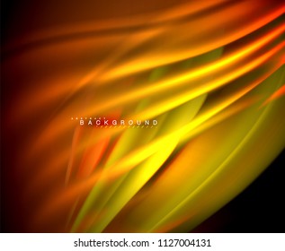 Neonleuchtende Welle, magische Energie und heller Hintergrund. Vektorhintergrund-Vorlage, Illustration