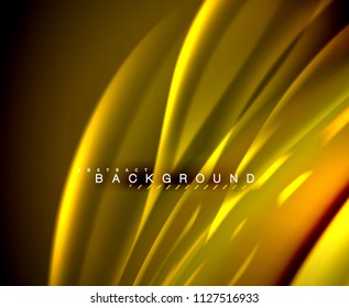 Neon glowing wave, magic energy and light motion background. Vector wallpaper template, illustration