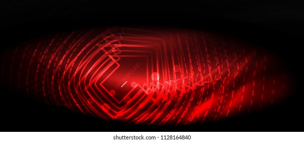 Neon glowing wave, magic energy and light motion background. Vector wallpaper template, hi-tech future concept