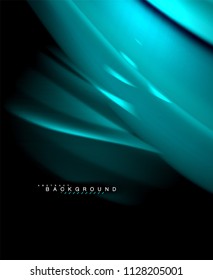 Neon glowing wave, magic energy and light motion background. Vector wallpaper template, illustration