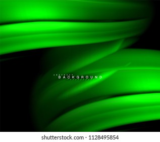 Neon glowing wave, magic energy and light motion background. Vector wallpaper template, illustration