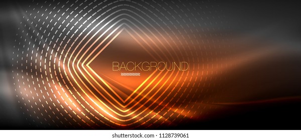 Neonleuchtende Welle, magische Energie und heller Hintergrund. Vektorhintergrund-Vorlage, High-Tech-Zukunftskonzept