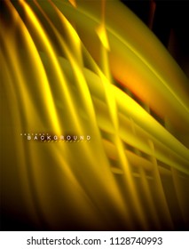 Neon glowing wave, magic energy and light motion background. Vector wallpaper template, illustration
