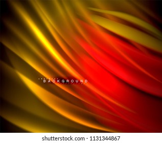 Onda brillante neón, energía mágica y fondo de movimiento de luz. Plantilla de papel tapiz vectorial, ilustración