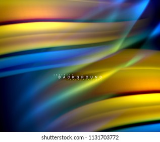 Onda brillante neón, energía mágica y fondo de movimiento de luz. Plantilla de papel tapiz vectorial, ilustración