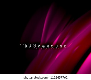 Neon glowing wave, magic energy and light motion background. Vector wallpaper template, illustration