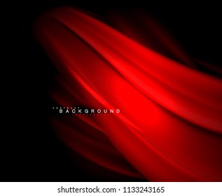 Neon glowing wave, magic energy and light motion background. Vector wallpaper template, illustration