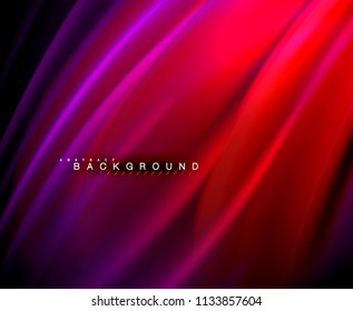 Onda brillante neón, energía mágica y fondo de movimiento de luz. Plantilla de papel tapiz vectorial, ilustración