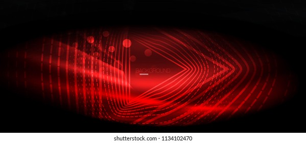 Neon glowing wave, magic energy and light motion background. Vector wallpaper template, hi-tech future concept