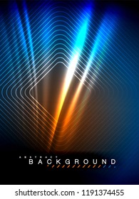 Neon glowing wave, magic energy and light motion background. Vertical orientation