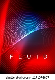 Neon glowing wave, magic energy and light motion background. Vertical orientation