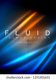 Neon glowing wave, magic energy and light motion background. Vertical orientation